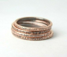 Copper Ring Stackable Hammered Rings band Size 12.5 Wedding Ring Unisex thin 2mm