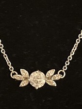 Stunning One carat Diamond  14k White Gold Necklace