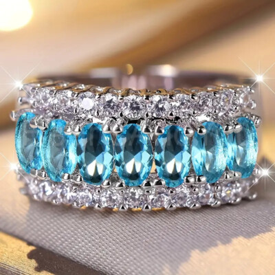 5ct Oval Lab-Created Aquamarine Cocktail Engagement Ring 14k