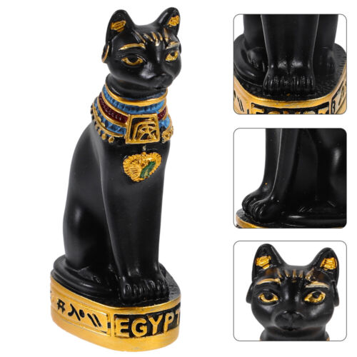  Handwerk Ornamente ägyptische Katze Gott Statue Harz Mini Tiere Figuren - Bild 1 von 12