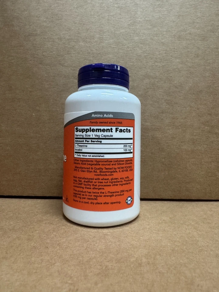 NOW FOODS L-Teanina Doble Fuerza 200 mg 120 Cápsulas Vegetales Envío Gratis Foto 2 de 4