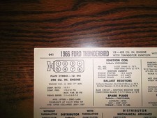 1966 Ford Thunderbird EIGHT Series Models 428 CI V8 w/TI Tune Up Chart