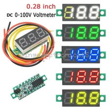 10 PCS Mini DC 0-100V 0.28" 3-Digital Voltmeter LED Voltage Panel Meter 3-Wires