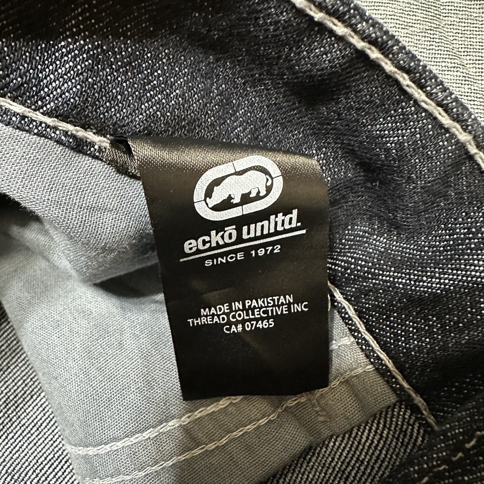 Ecko Unltd Jeans Mens 32 Athletic Light Wash Logo Casual Hip Hop Skater