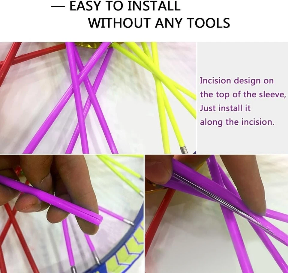 72pcs Dirt Bike Spoke Skin Cover Rim Protector for Bicycle Motorcycle Wheelchair - Image 4 of 4