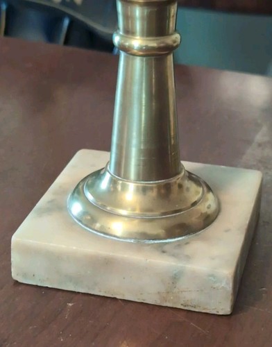 Antique Kerosene Oil Lamp Pattern Glass Brass & Marble 19th Century American - Picture 5 of 13