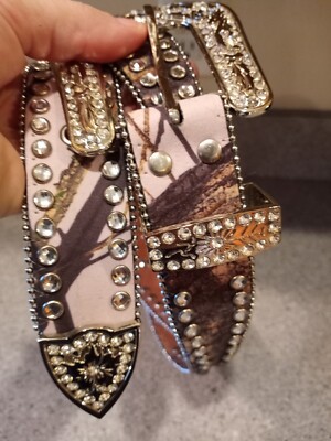 BLAZING ROXX Rhinestone Studded Pink Camouflage Belt with Bling Ladies Large BLAZING ROXX Rhinestone Studded Pink Camouflage Belt - Bling  main image 3