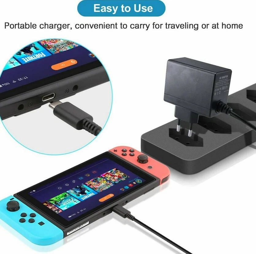 Chargeur secteur Station De Charge Compatible Nintendo Switch - Thi