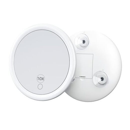 10x Magnifying Mirror with Stepless Dimmable LED Light 6.8 Inch