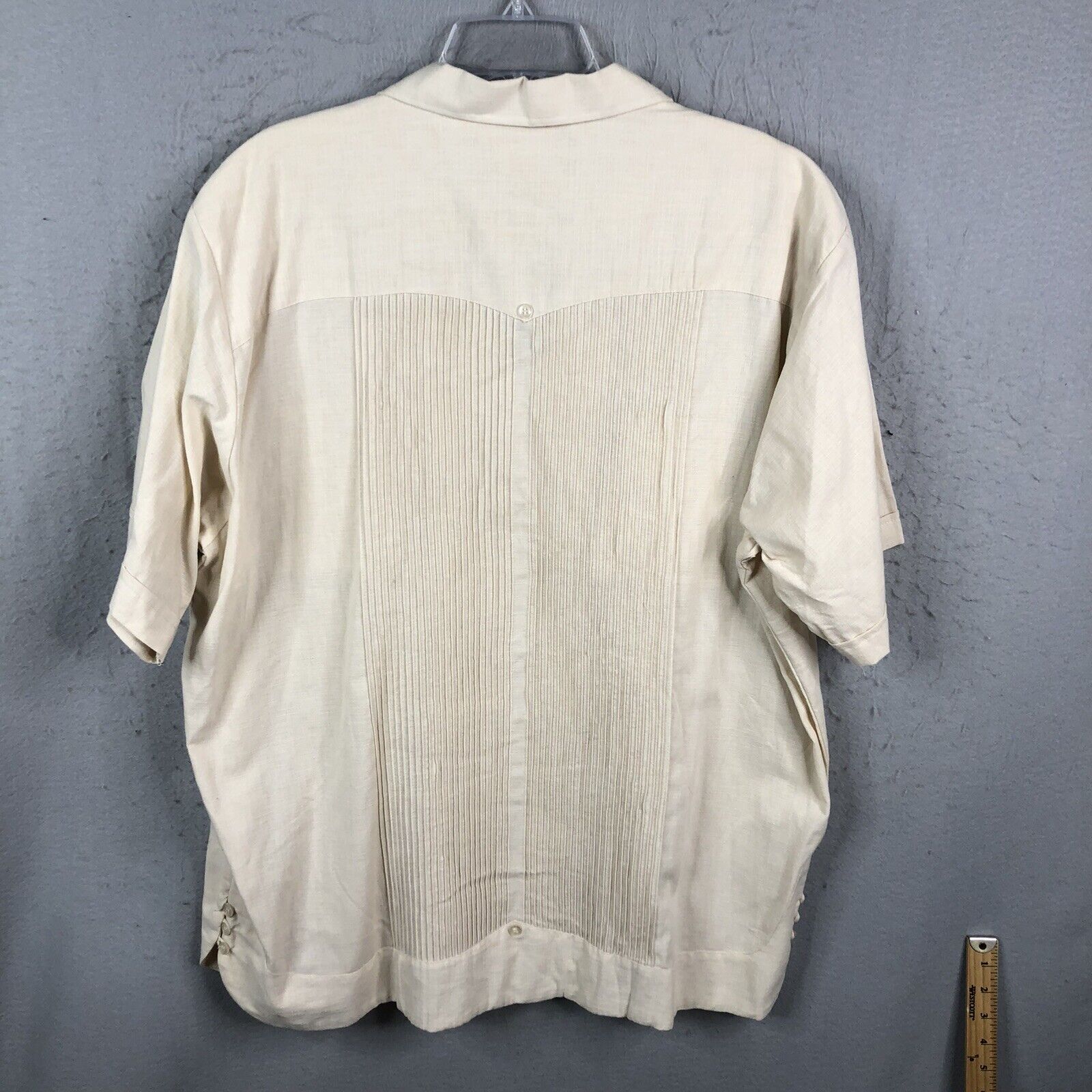 Xaca Chem Linen Shirt Men 44 Beige Mexican Weddin… - image 2