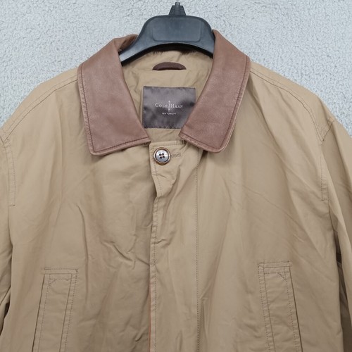 Cole Haan Jacket Mens L Tan Raincoat Outerwear Moisture Wick Waxy Hunting Coat - Picture 2 of 9