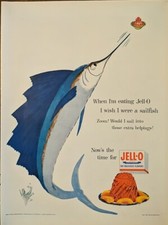 1954 vintage Jell-O print ad.  I wish I were a Sailfish