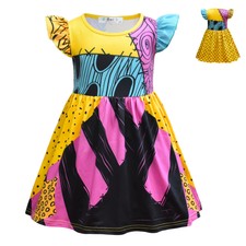 The Nightmare Before Christmas Dress Sally Cosplay Girls Dress Ruffle Sleeveless