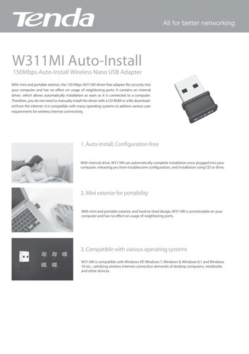 Tenda W311MI 150Mbps Auto Install Mini Wireless USB Adapter Uk Connection - 第 9/11 張圖片