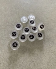 Chanel Vintage 9mm Pearl White Shank Buttons 6pc Set 3/8”