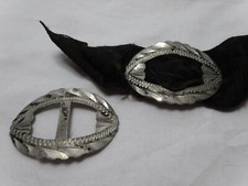 Antique 19th Century Flat Cut Steel design Shoe Buckle 1 1/2" x 1 1/16" Pair