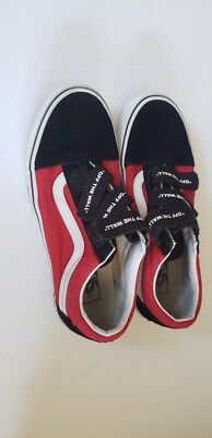 Vans Old skool off the Wall Red Black White With Checkered Midsole Strap  suede