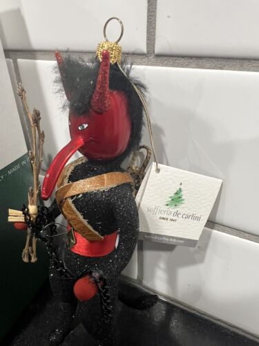De Carlini Krampus Hand Blown Glass Ornament 7" Italy NWT & Box - Picture 3 of 7