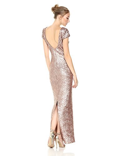 DRESS the POPULATION Rose Pink Gold Sequin Stretch Bodycon Maxi Gown S =  4/6 NEW | eBay