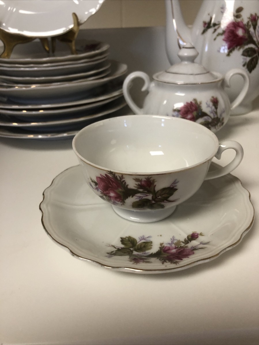 Vintage Moss Rose 23 Pcs. Tea Set Japan Service For 6 by