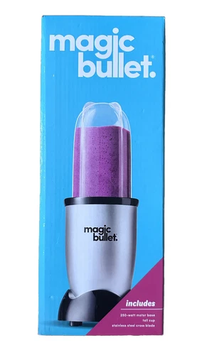 Magic Bullet Compact Personal Blender Tall Cup Silver/Black 14 Fl Oz.