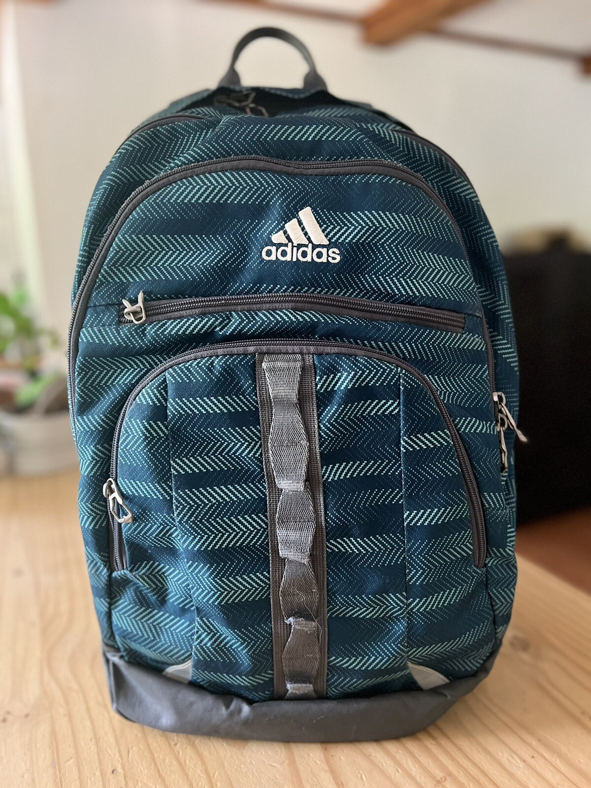 Adidas Geometric Large Blue, Green & Gray Backpack ( … Gem