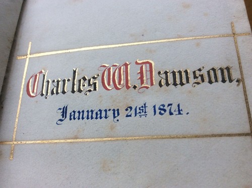 Antique 1874 Christian Church Services Book, Leather & Brass, Hand Calligraphy - Picture 4 of 8