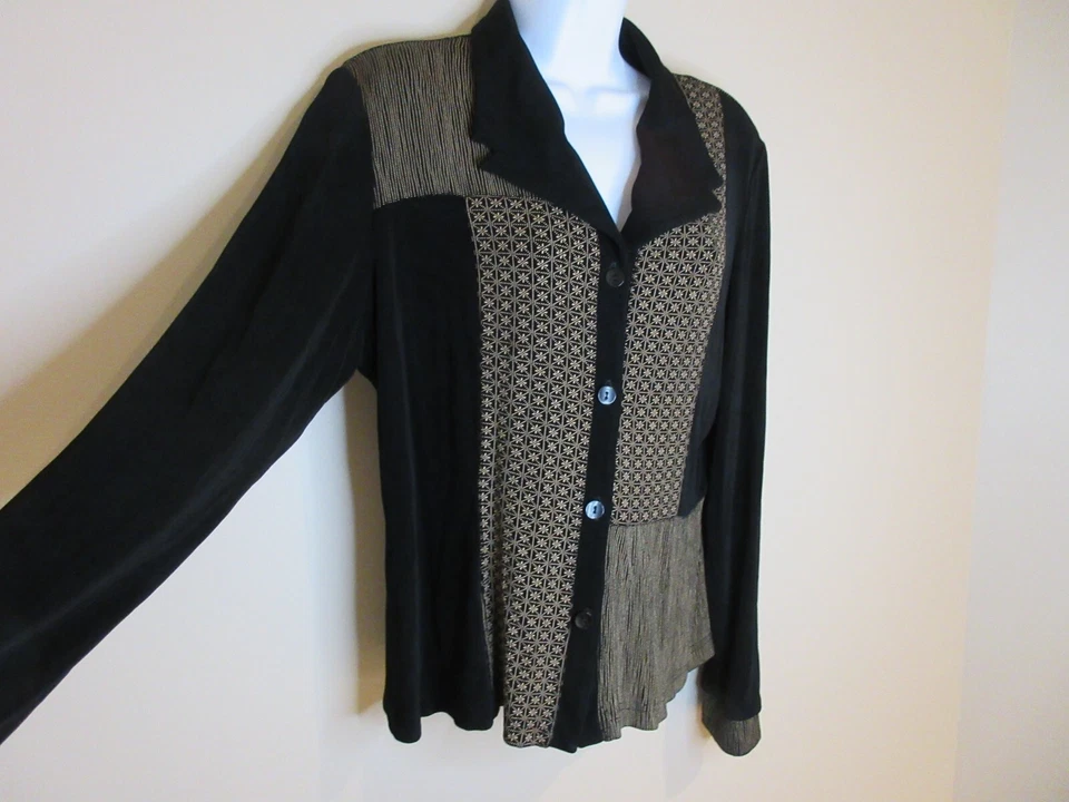 Blusa Camisa Top de Viaje Coldwater Creek SLINKY Talla 14 (L) Diseño Asimétrico Usada en Excelente Condición Foto 4 de 4