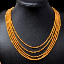160.00 Cts Earth Mined 5 Strand Yellow Citrine Round Cut Beads Necklace NK 25E75