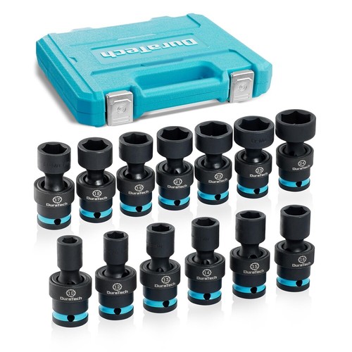DURATECH 1/2" Dr Swivel Socket Set 13PCS Shallow Universal Impact Metric 10-24mm - Bild 8 von 8