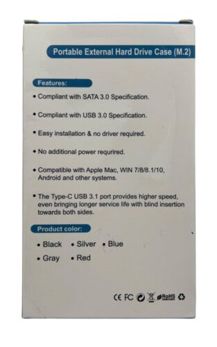 NEW Portable External Hard Drive Case (M.2) 2 TB - H2 RED - Picture 2 of 4