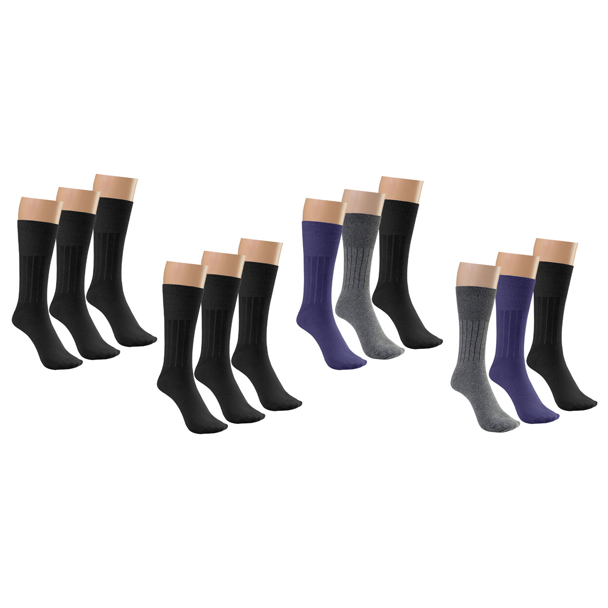 Diabetic Crew Socks 12 Pairs Moisture Wicking Non-Binding Comfortable Dress-image