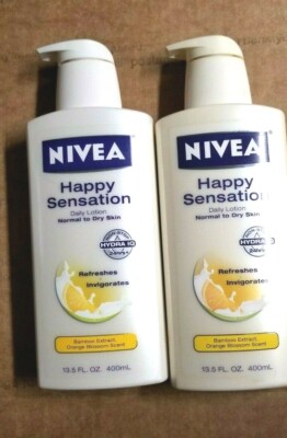 2x  Nivea Happy Sensation Daily Lotion Hydra IQ Bamboo Extract Orange Blossom