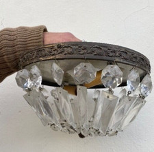 Applique STILE IMPERO Luigi XVI Ottone e Cristalli Molati Anni '50 Mid-Century