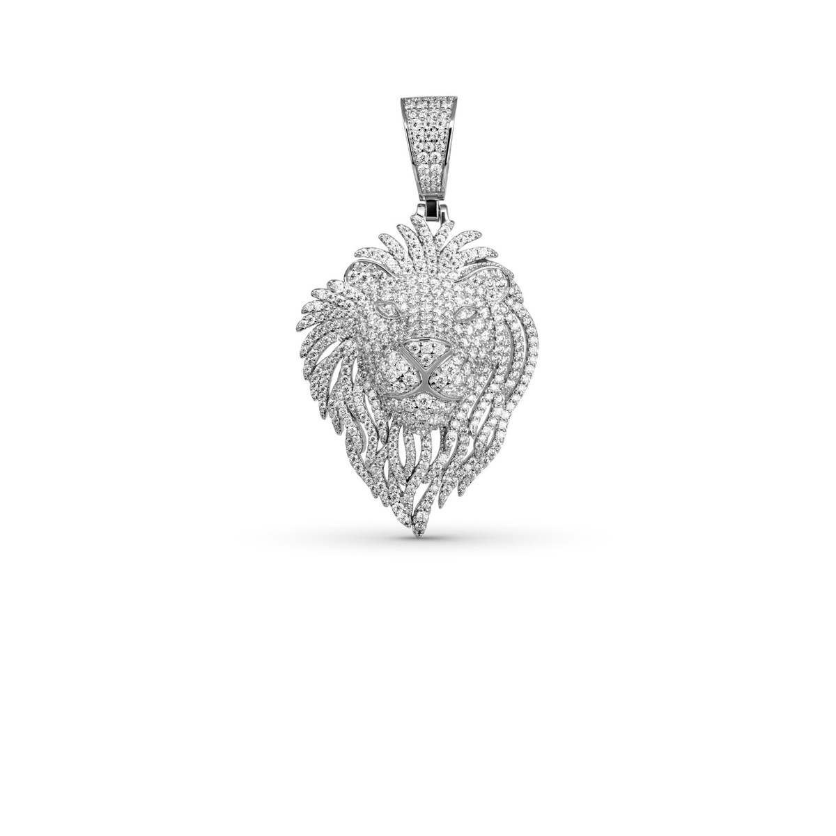 Mens 4ct Moissanite Lion Head Iced Pendant Real 925 Sterling