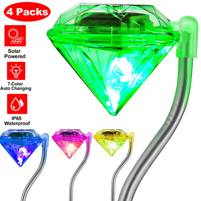 4pcs Solar Diamond Light 7 Color-Changing Waterproof Garden LED Landscape Lamp