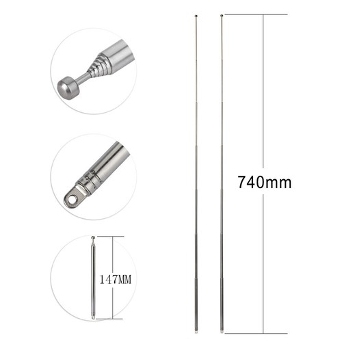 7-Sections Telescopic 74cm FM Antenna Compatible Indoor Portable Radio 2-pack - Picture 7 of 7
