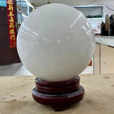 20.17LB Natural White Crystal Clear Quartz Crystal Sphere Ball Divination+base