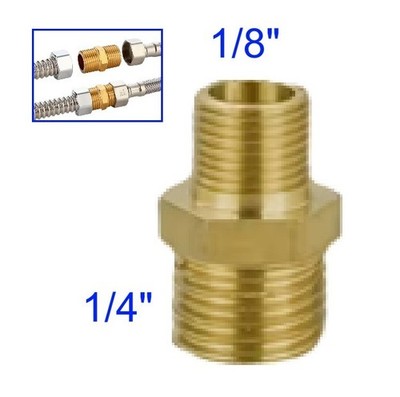 1/4'' auf  1/8'' Doppel Nippel Zoll Gewinde Fitting Verbinder aus Eisenmetall