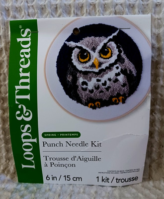 Loops & Threads Punch Needle Kit OWL Midnight Sky 6 Inch Round Hoop Floss NEW