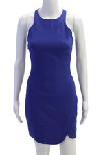 Elizabeth & James Women Bodycon Mini Dress Blue High Neck Sleeveless Size 2