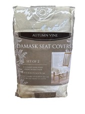 Autumn Vine Damask Dining Chair Seat Covers 28" x 36" NEW IVORY