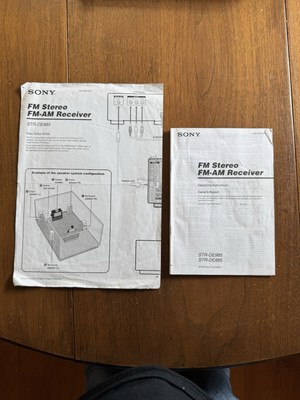 Sony Manual, STR- DE885 FM Stereo/ FM AM Receiver, Manuals Only, VG Cond