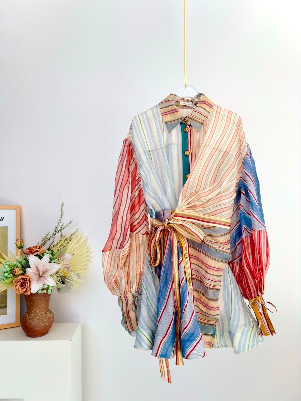 Zimermann Rebellion Striped Midi Multicolour Linen Women's Dress Sizes S-XL
