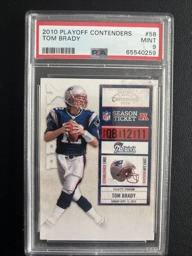 2010 PLAYOFF CONTENDERS TOM BRADY #58 NEW ENGLAND PATRIOTS PSA 9 MINT