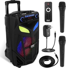 Pyle 10" Portable PA Speaker Bluetooth Multi-Color LED Party Lights FM Radio