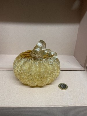 Amerikanische Kunst Glas Kürbis schön strukturiert goldene Farbe 6 x 4 hoch nur UK 