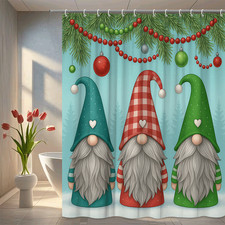 Christmas Gnomes Shower Curtain - Cute Holiday Decor for Bathroom