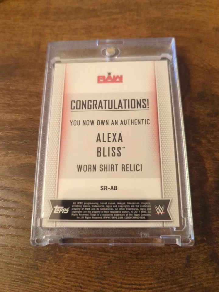 Alexa Bliss Authentic Worn Shirt Relic Card Topps WWE 025/199 2017 - Image 2 of 3