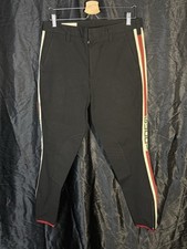 Gucci Men's Black Stretch Gabardine Striped Web Riding Trousers Pants 50  $1200+